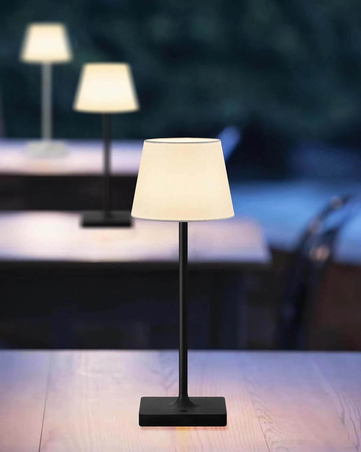 Cordless Portable Touch Table Lamp Set of 2, 4000mAh Rechargeable Battery Powered Dimmable LED Desk Lamps Fabric Lampshde, Modern Baby Night Light for Restaurant, Bedroom (Gold 14.5")