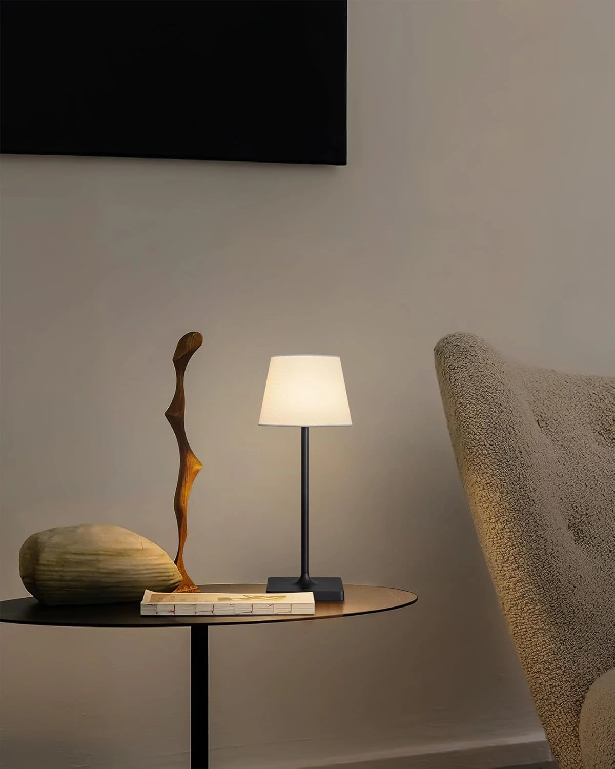 Cordless Portable Touch Table Lamp Set of 2, 4000mAh Rechargeable Battery Powered Dimmable LED Desk Lamps Fabric Lampshde, Modern Baby Night Light for Restaurant, Bedroom (Gold 14.5")