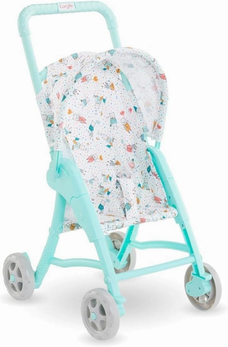 Corolle Mon Premier Poupon Folding Baby Doll Stroller for Kids Ages 18 Months and Up Lightweight Pretend Play Accessory for 12 Inch Dolls Pink and Gray Design