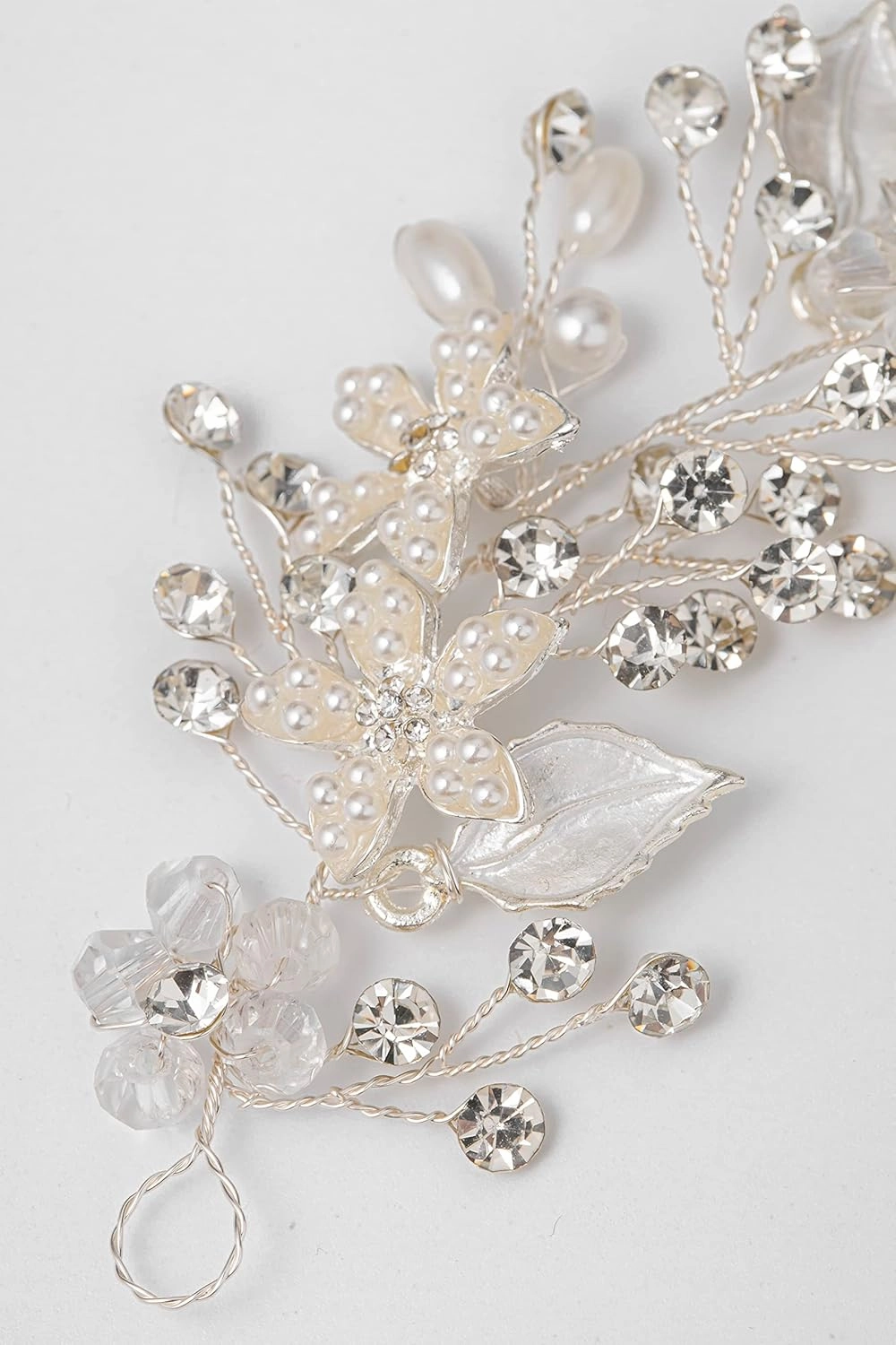 Coucoland Flower Girl Fairy Headpiece - First Communion Crystal Crown Tiara Hair Piece Baby Breath Headband for Wedding Brides Bridal Hair Accessories