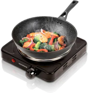 Countertop Single Cast Iron Burner 1000 Watts Electric Hot Plate with Adjustable Temperature 6.1" Cooktop for Dorm, Office, Home, Camp, Compatible for All Cookwares