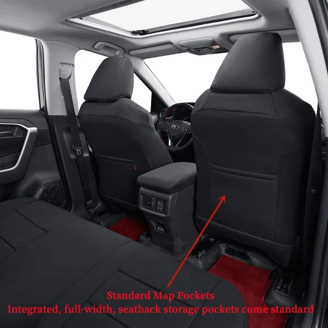 coverdream RAV4 Seat Covers Custom Fit for 2019-2024 2025 Toyota RAV4 LE,XLE,XLE Premium,Limited,Full Coverage,Airbag Compatible,Polyester Car Seat Protector(Full Set,Black)