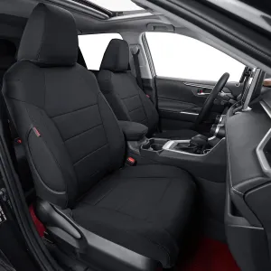 coverdream RAV4 Seat Covers Custom Fit for 2019-2024 2025 Toyota RAV4 LE,XLE,XLE Premium,Limited,Full Coverage,Airbag Compatible,Polyester Car Seat Protector(Full Set,Black)