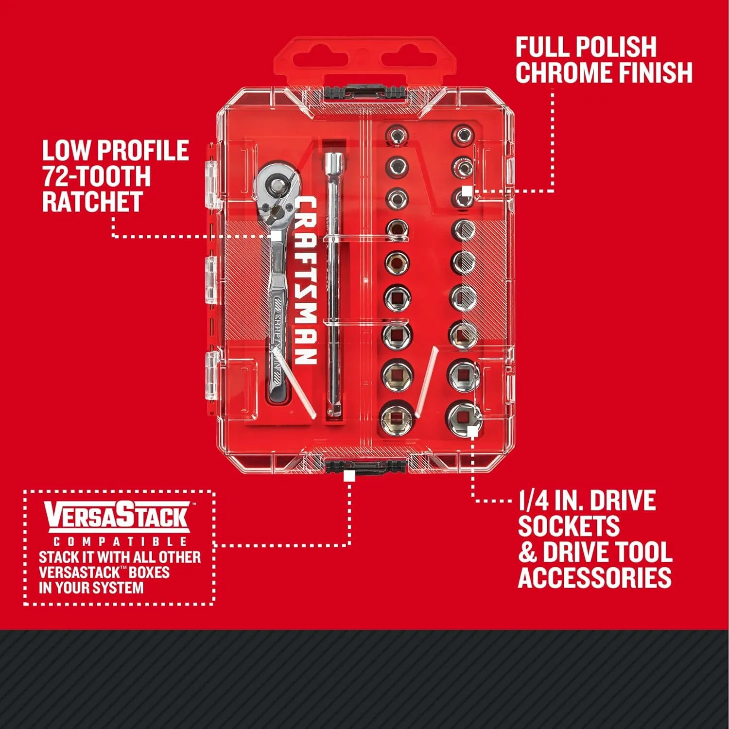 CRAFTSMAN Mechanics Tool Set, 1/4 Inch Drive, 20 Piece (CMMT12108)