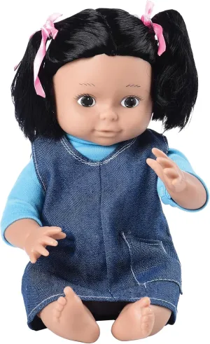Cre8tive Minds Multi-Ethnic Toddler Baby Doll with Moveable Limbs, Denim Dress, Native American Doll for Girls and Boys Ages 19  Months