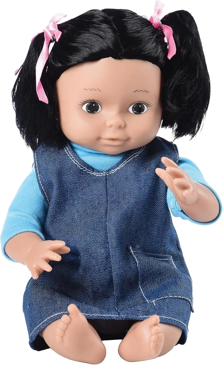 Cre8tive Minds Multi-Ethnic Toddler Baby Doll with Moveable Limbs, Denim Dress, Native American Doll for Girls and Boys Ages 19  Months