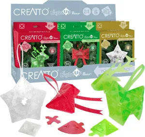 Creatto Holiday Classics – Dashing Reindeer, Shining Star, Festive Bow Light-Up 3D Puzzle Kits | 12-piece Gift Set | Party Favors, Stocking Stuffers, Easter Baskets | DIY Activity w/ LED Lights