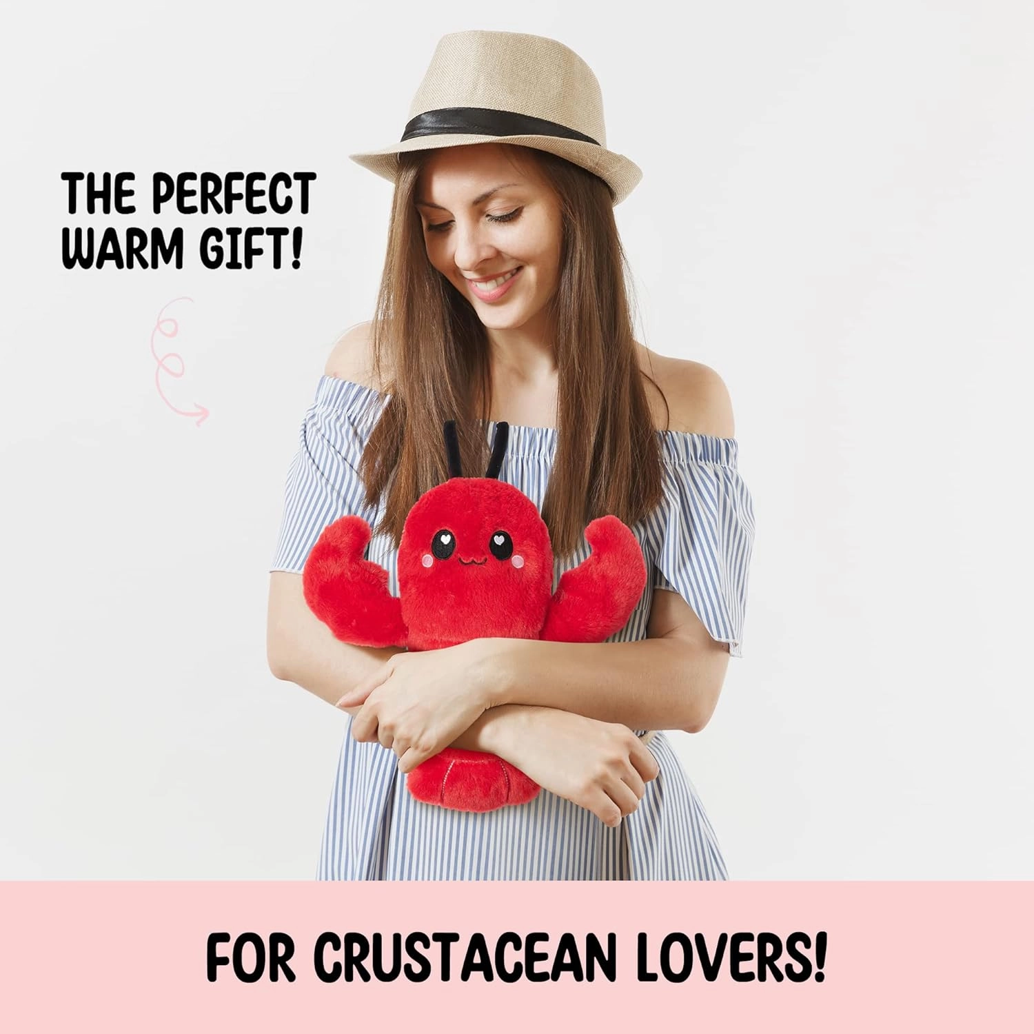 Crustacean Microwavable Unscented Heating Pad for Women - Warm Cozy Plush Heatable Stuffed Toy Animal - Hot and Cold Heat Bag Gift for Women and Girls Red