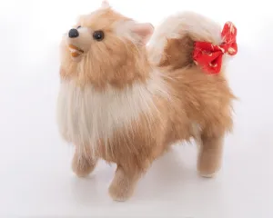 CU-MATE 10 inch Pomeranian Dog Stuffed Animal - Black and Tan Lifelike & Realistic Plush Toy Puppy Dog Standing Present Gift