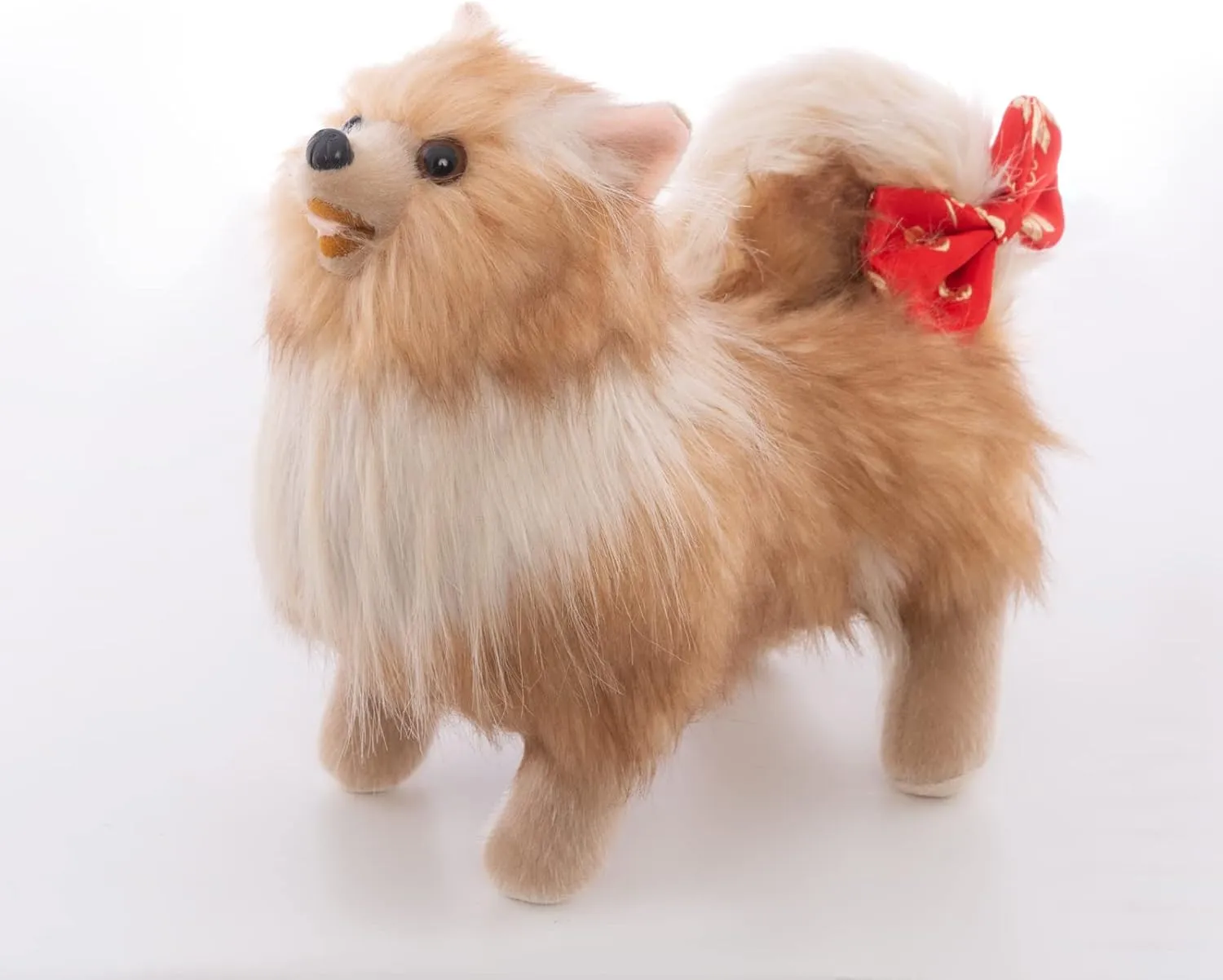 CU-MATE 10 inch Pomeranian Dog Stuffed Animal - Black and Tan Lifelike & Realistic Plush Toy Puppy Dog Standing Present Gift