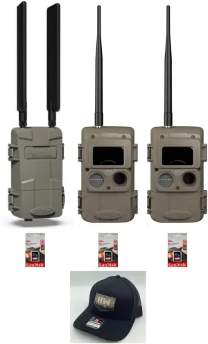 Cuddeback 1 L Home Unit Powered by Verizon or AT&T 2 Long Range IR Cameras L Series 3 16GB SD Cards 1 Hat New