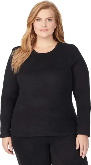 Cuddl Duds Women's Fleecewear with Stretch Long Sleeve Crew Neck – Heavyweight, Ultra-Warm Base Layer & Lounge Top