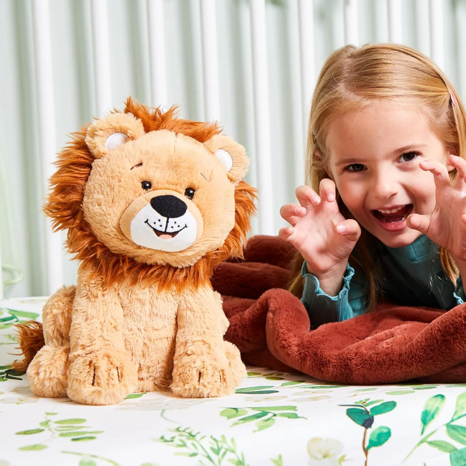 Cuddle Barn - Lucas The Lion | Soft Cuddly Interactive Animal Stuffed Lion | Twirls Around to Wild Thing | Animated Plush Toy, 10 inches