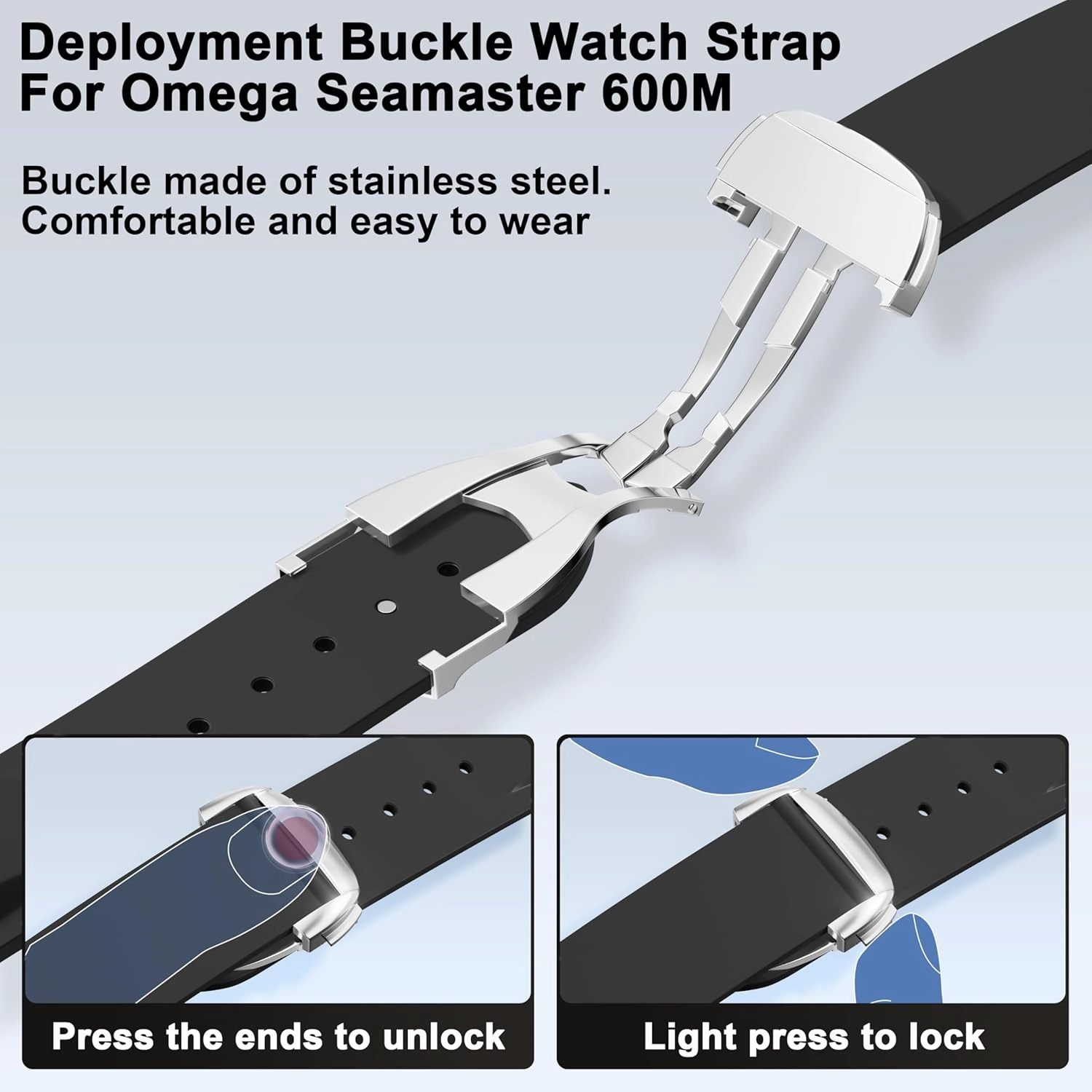 Curved End Rubber Strap Compatible with Omega Rolex Tudor SEIKO 20mm 22mm Watch，Seamaster Speedmaster Diver 150M 300M 600M Omega X Swatch Moonswatch Watch Replacement Band Men Women