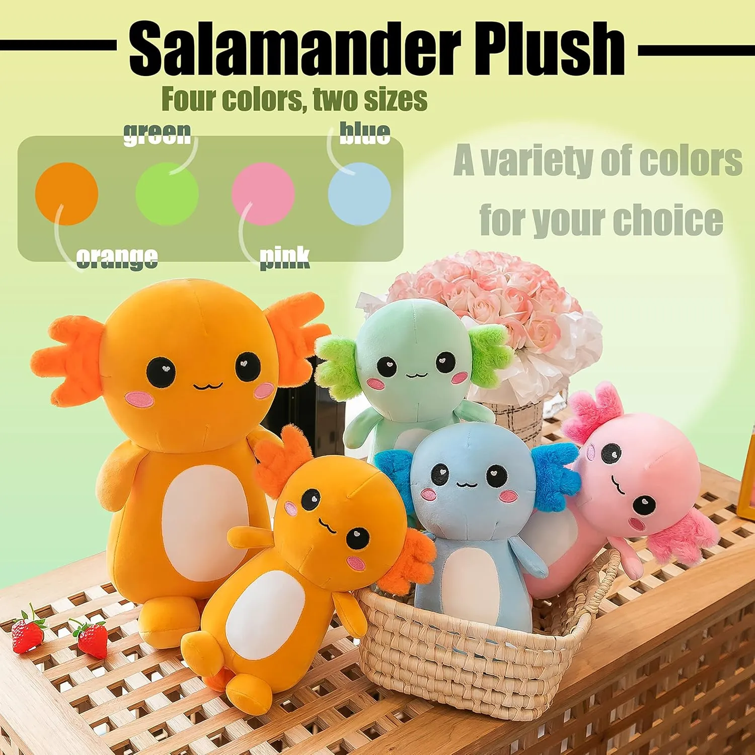 Cute Axolotl Stuffed Animal Salamander Plush, Soft Axolotl Plush Toy for Boys Girls Gifts for Gifts (Pink, 13.8in/35cm)