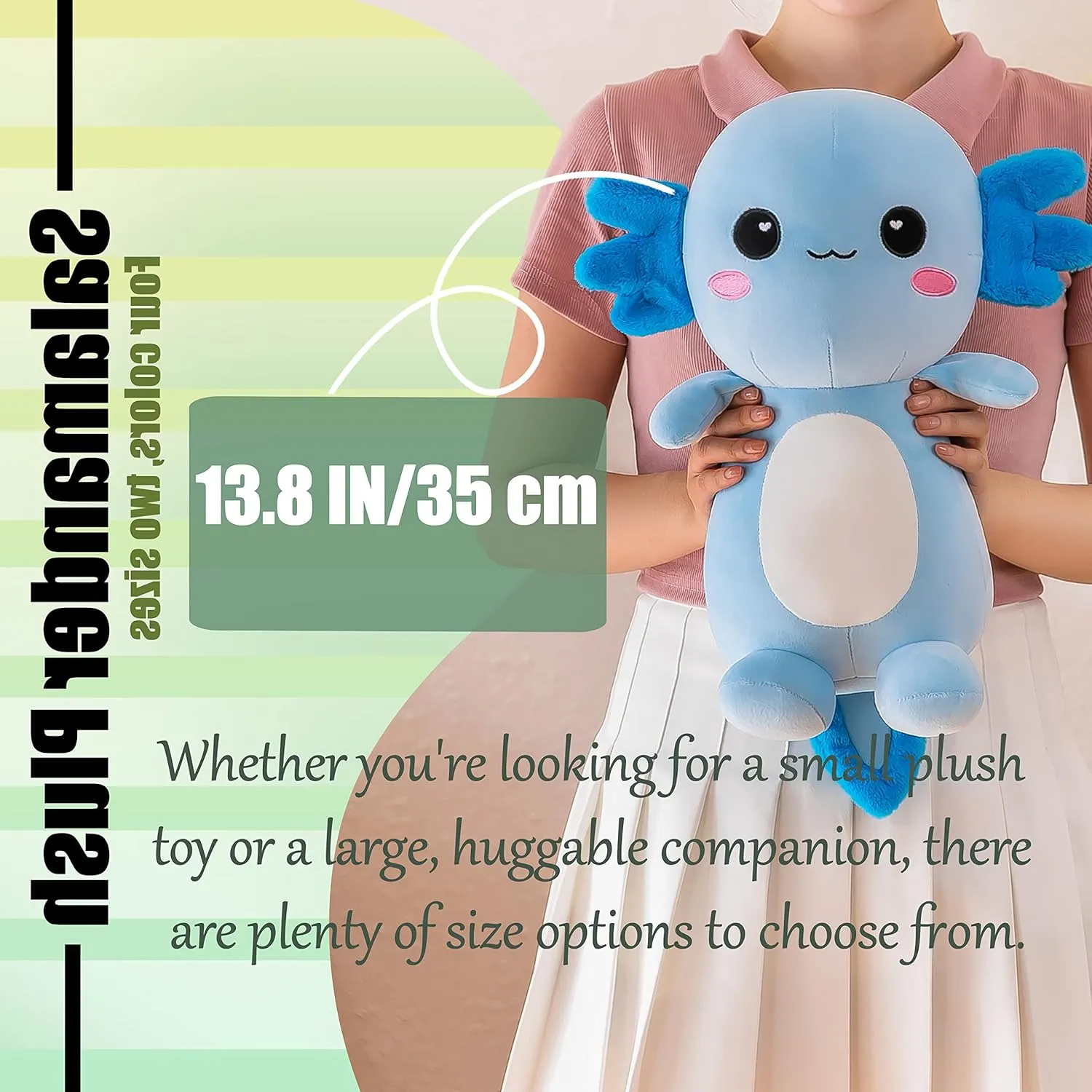 Cute Axolotl Stuffed Animal Salamander Plush, Soft Axolotl Plush Toy for Boys Girls Gifts for Gifts (Pink, 13.8in/35cm)