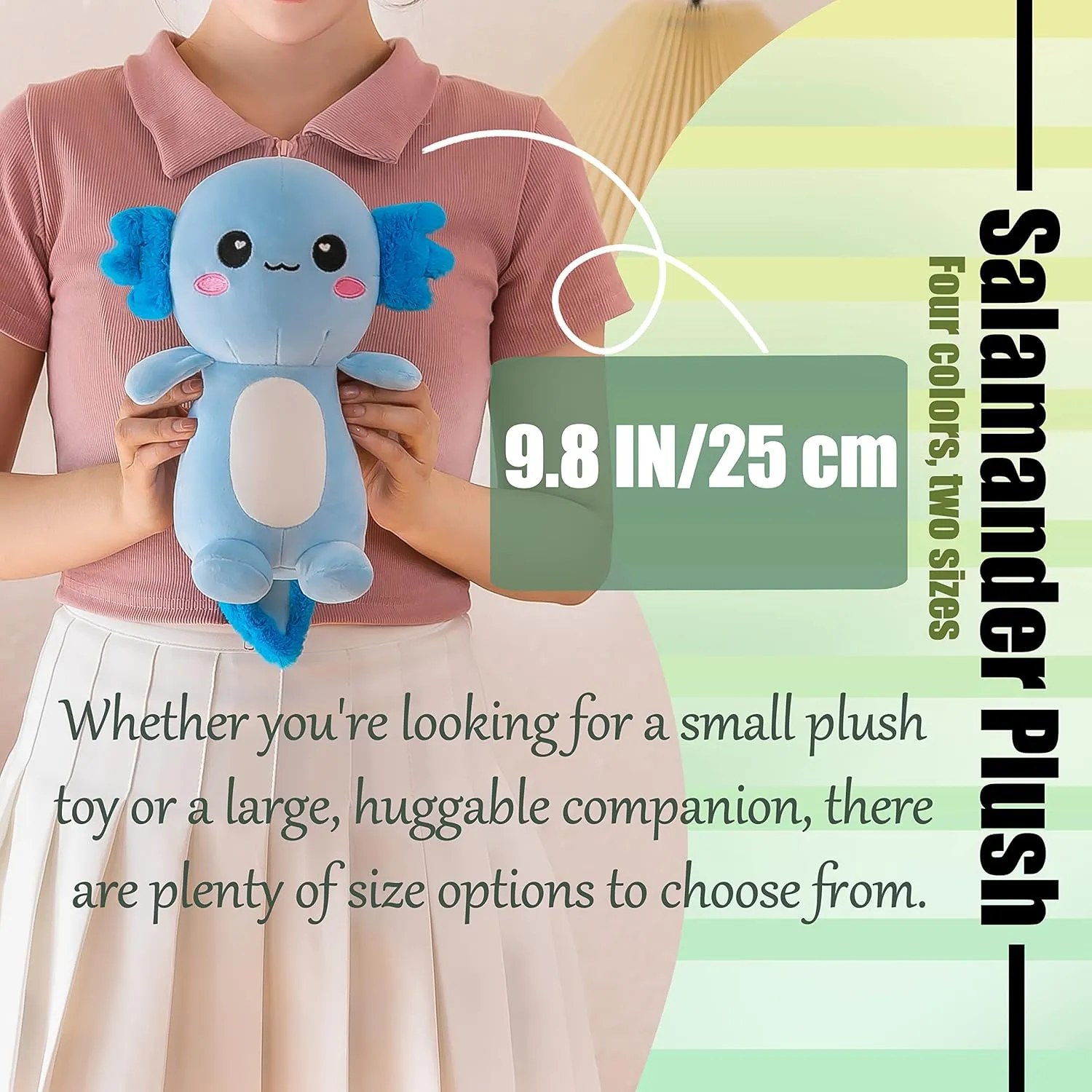 Cute Axolotl Stuffed Animal Salamander Plush, Soft Axolotl Plush Toy for Boys Girls Gifts for Gifts (Pink, 13.8in/35cm)