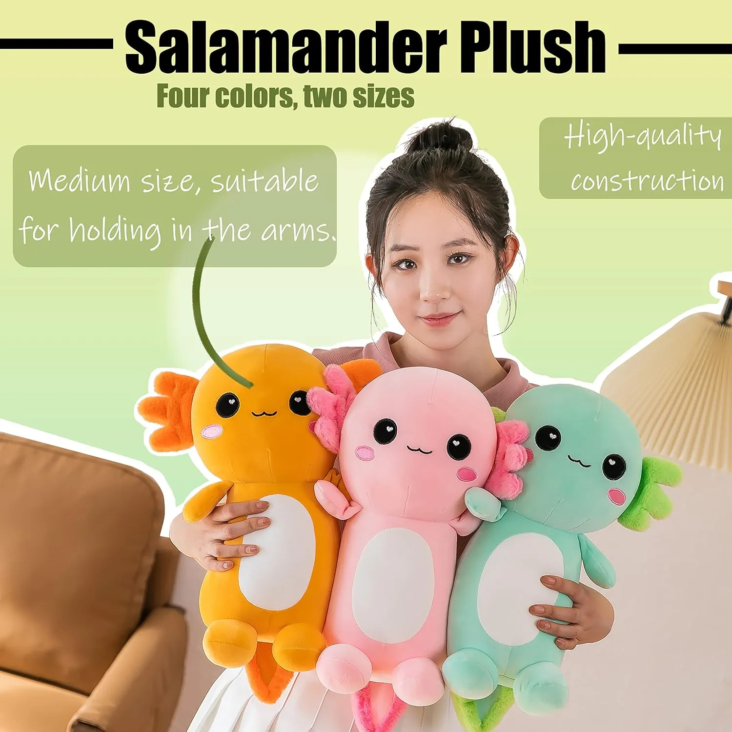 Cute Axolotl Stuffed Animal Salamander Plush, Soft Axolotl Plush Toy for Boys Girls Gifts for Gifts (Pink, 13.8in/35cm)