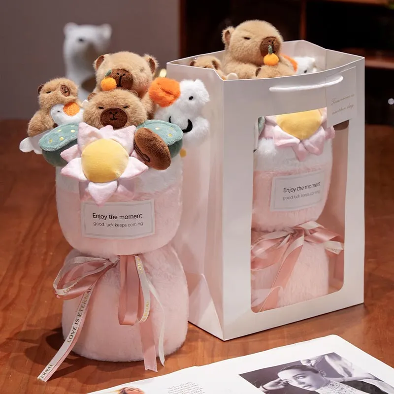 Cute Capybara Flower Bouquet Plush Toy