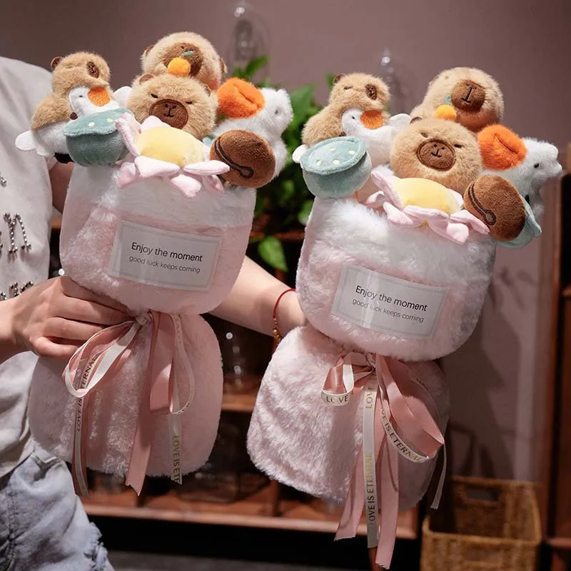 Cute Capybara Flower Bouquet Plush Toy