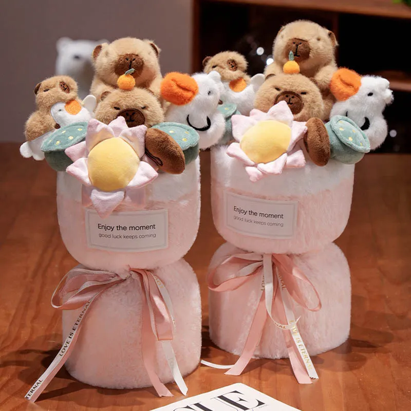 Cute Capybara Flower Bouquet Plush Toy