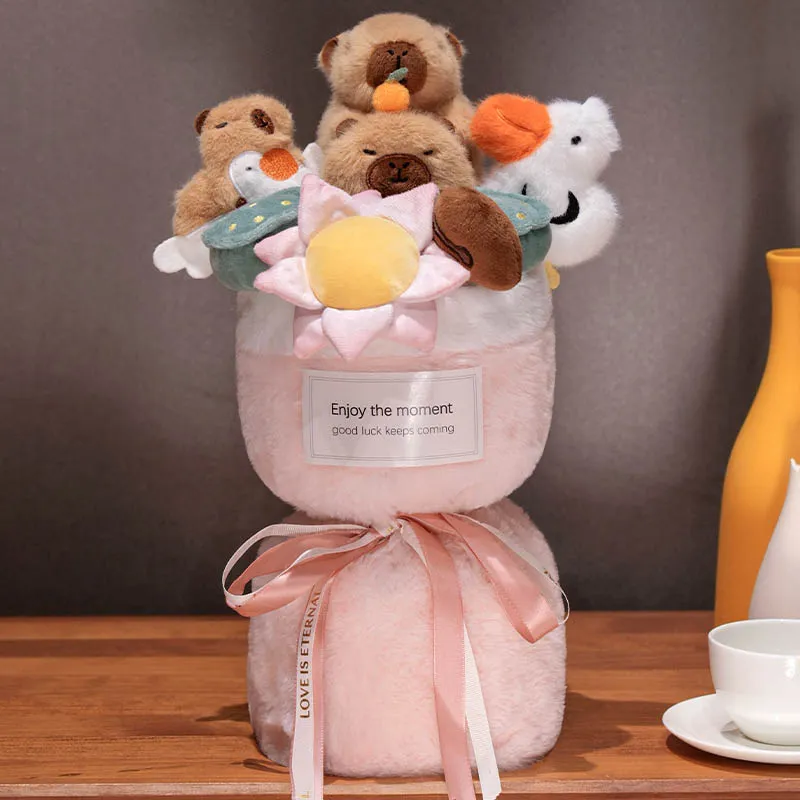 Cute Capybara Flower Bouquet Plush Toy