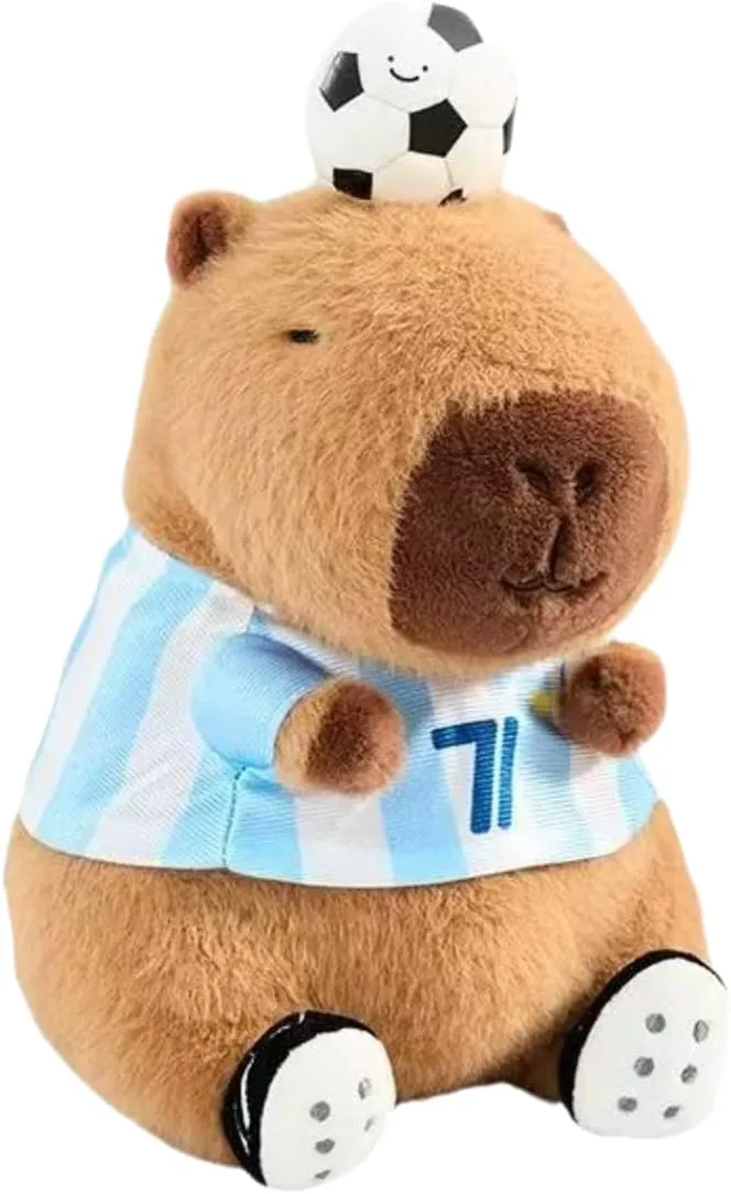 Cute Capybara Plush Toy Soccer Soft Plush Toy Cute Kids Gift Brown 9 Inch