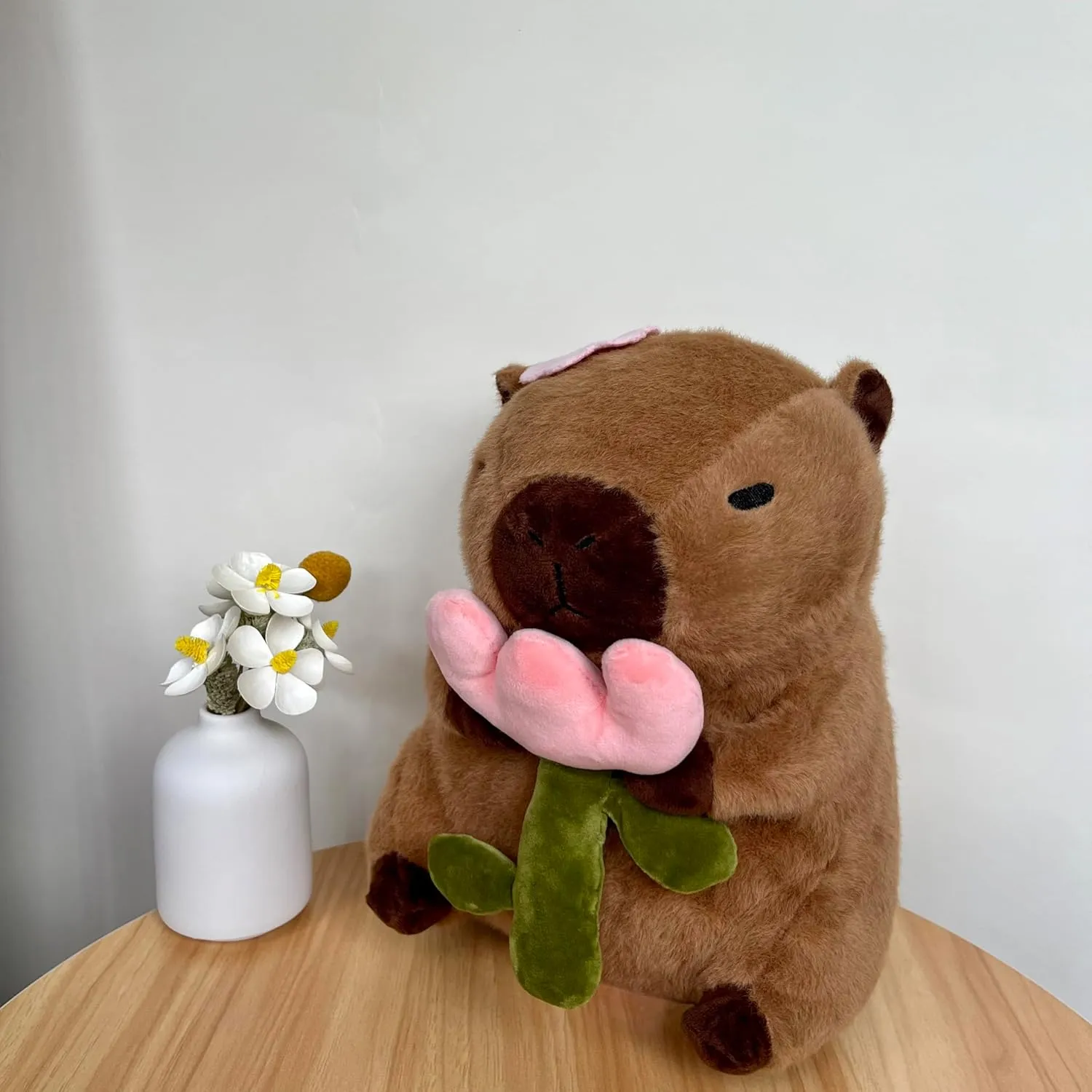 Cute Capybara Plush with Rose,12inch Kawaii Capybara Stuffed Animal Soft Stuffed Capybara Toy Birthday for Kids (Rose Capybara)