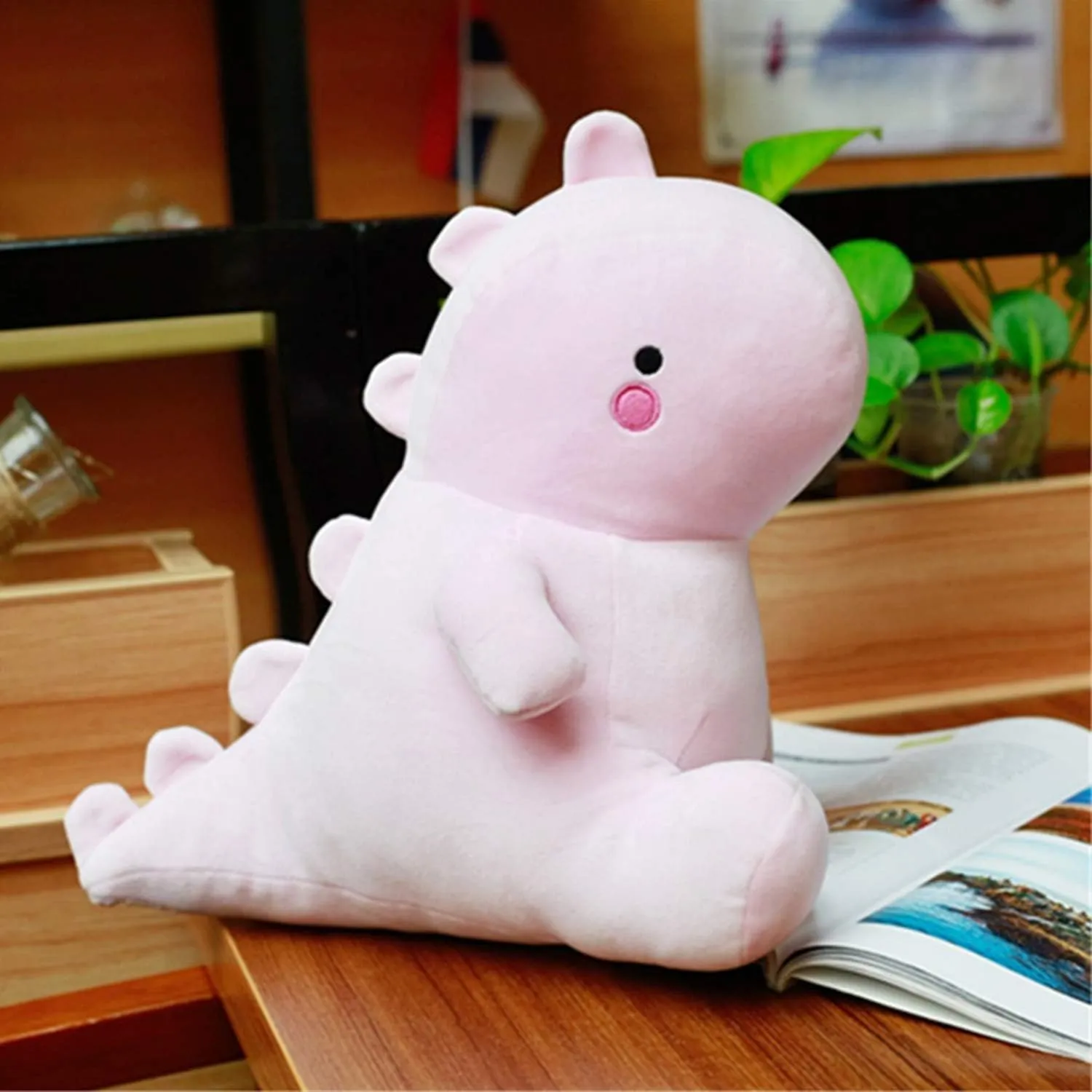 Cute Dinosaur Plush Toys, Fat Dinosaur Stuffed Animals Dolls, Soft Plush Dino Plushie, Birthday Gifts for Kids Girls Boys Pink 12 inch