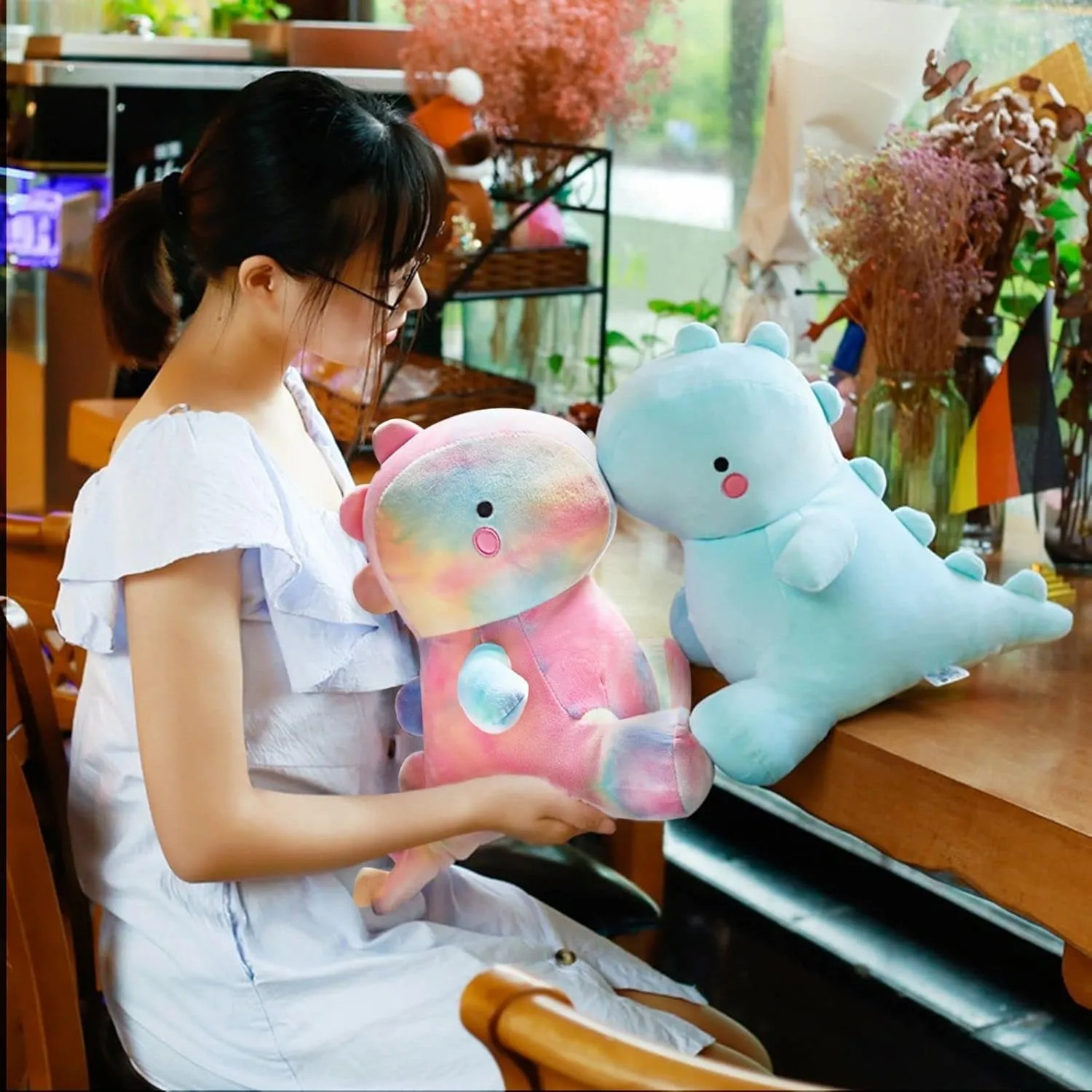 Cute Dinosaur Plush Toys, Fat Dinosaur Stuffed Animals Toys Dolls, Soft Plush Stuffed Animal Dino Plushie, Birthday Gifts for Kids Girls Boys Colorful 12 inch