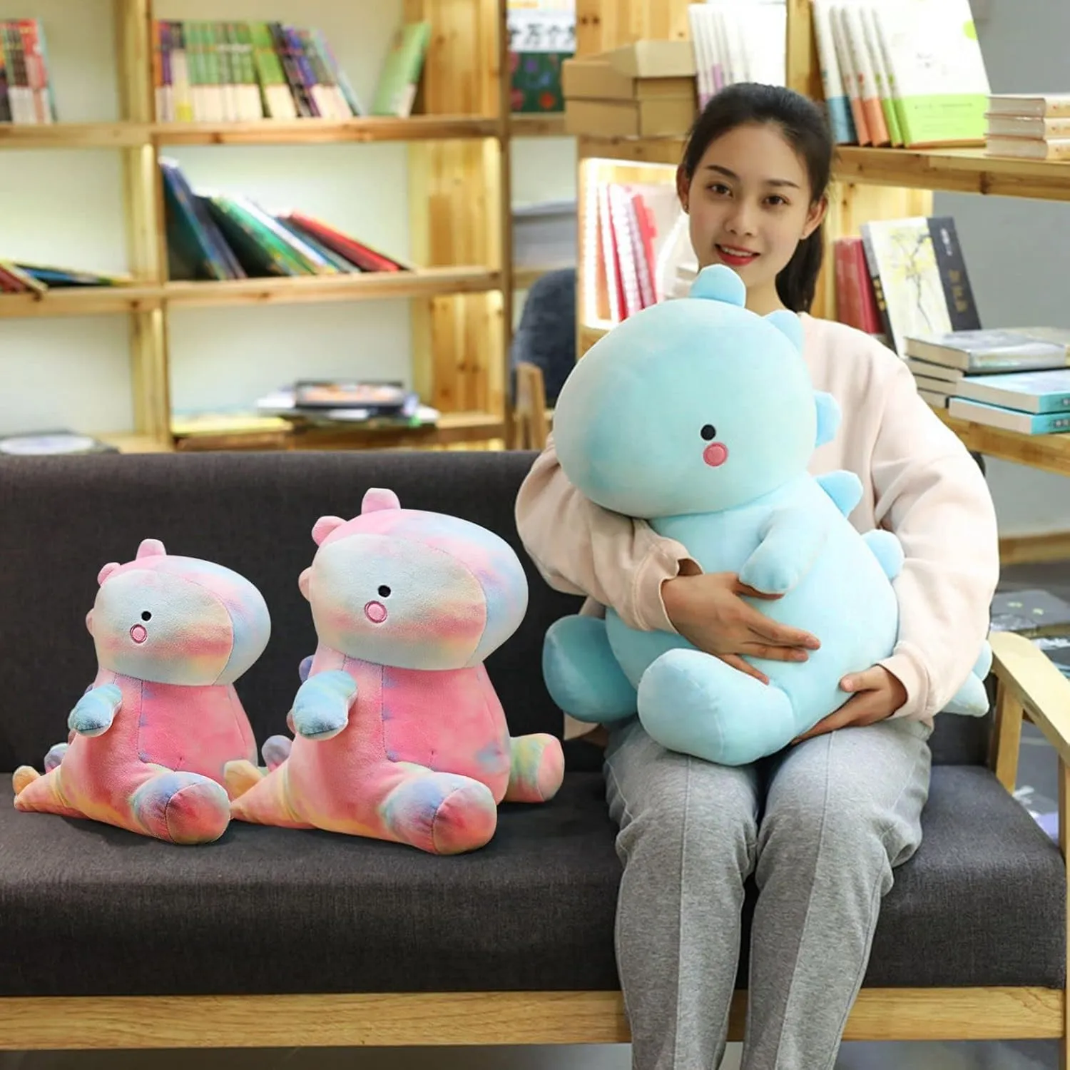 Cute Dinosaur Plush Toys, Fat Dinosaur Stuffed Animals Toys Dolls, Soft Plush Stuffed Animal Dino Plushie, Birthday Gifts for Kids Girls Boys Colorful 12 inch