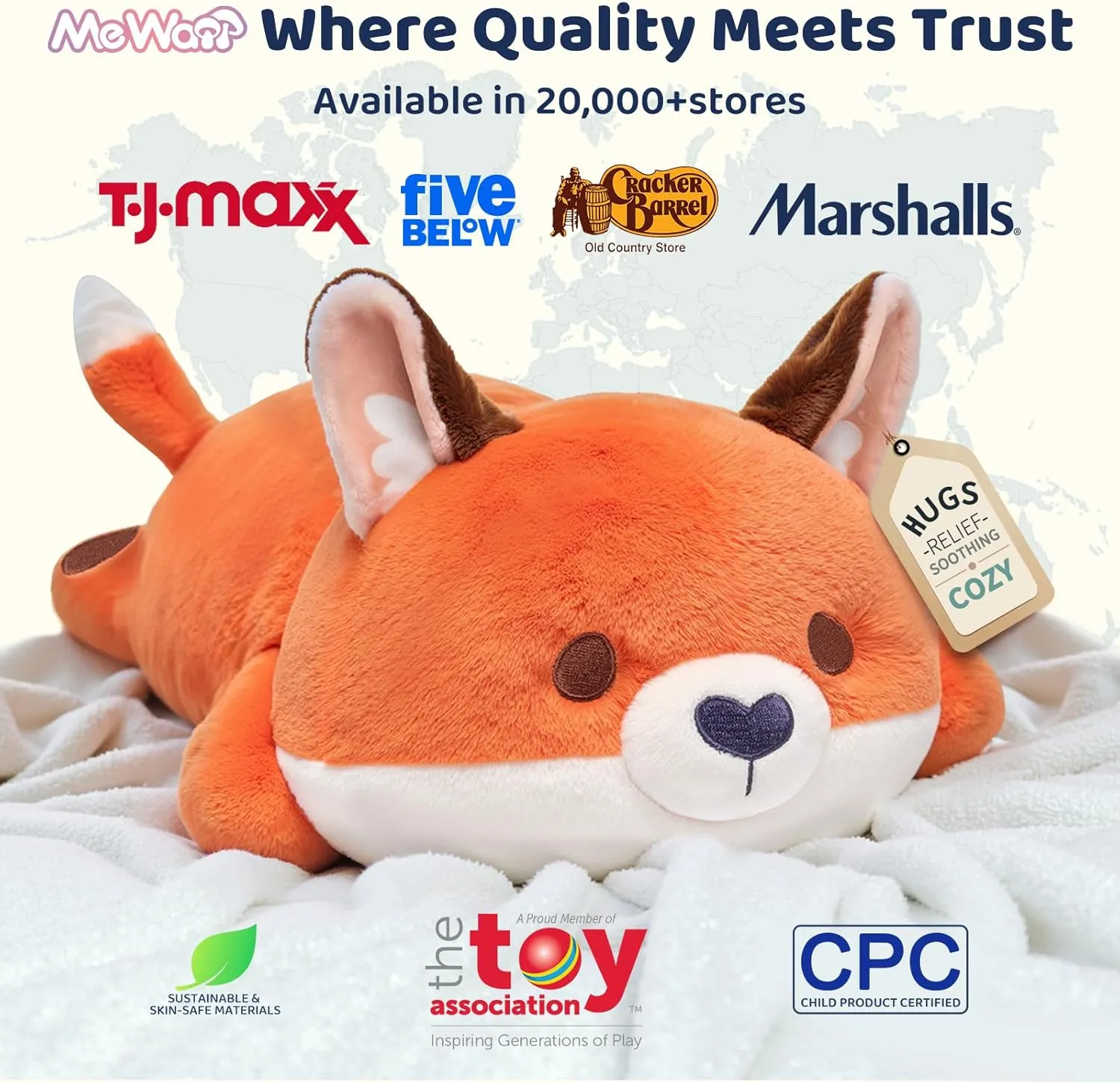 Cute Fox Plush Pillow, Kawaii Plushies Red Fox Stuffed Animals, Squishy Plushies, Cuddle Foxes Plush Pillow for Kids & Girls (13 Inch)