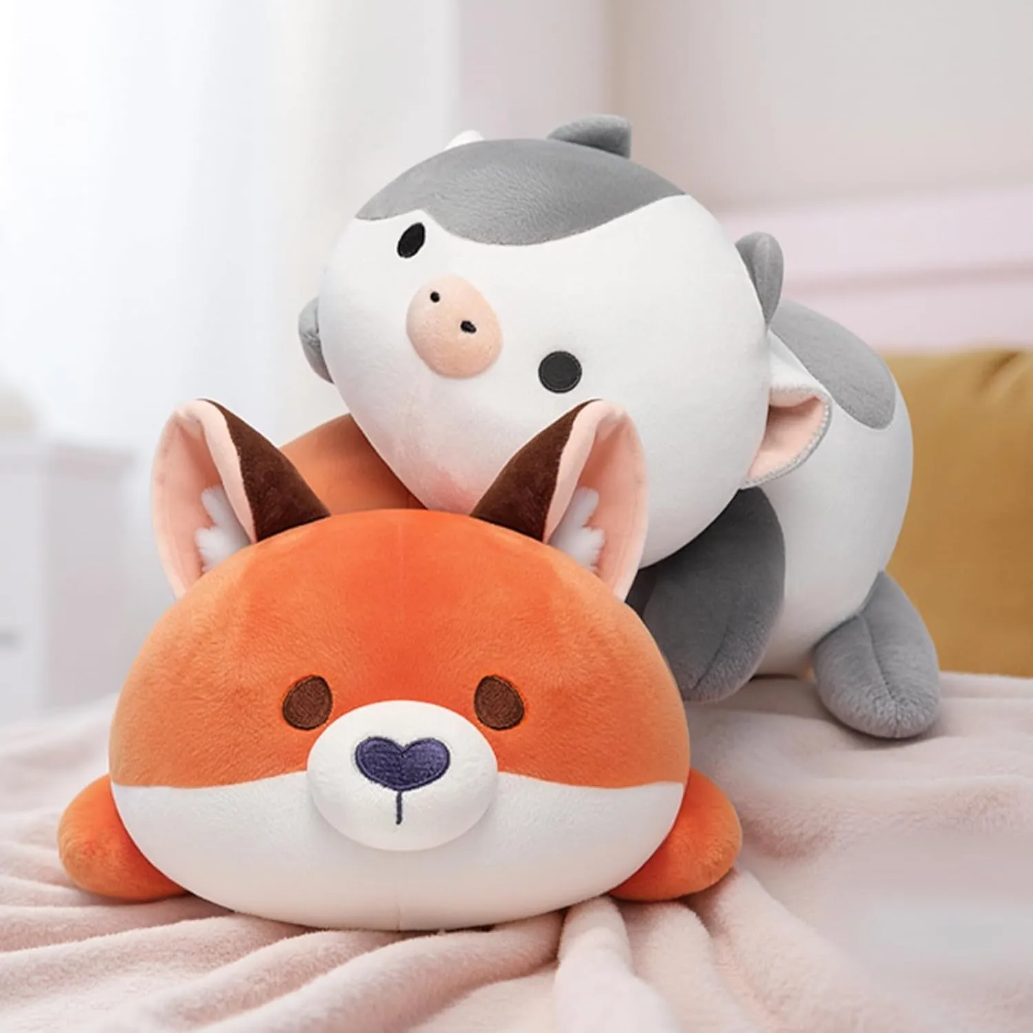 Cute Fox Plush Pillow, Kawaii Plushies Red Fox Stuffed Animals, Squishy Plushies, Cuddle Foxes Plush Pillow for Kids & Girls (13 Inch)
