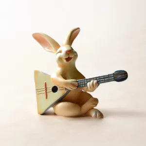 Cute Guitar Playing Rabbit Resin Figurine Unique Home Decoration Gifts for Man Women