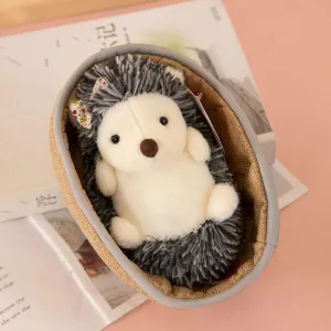 Cute Hedgehog In Basket Plush Toy