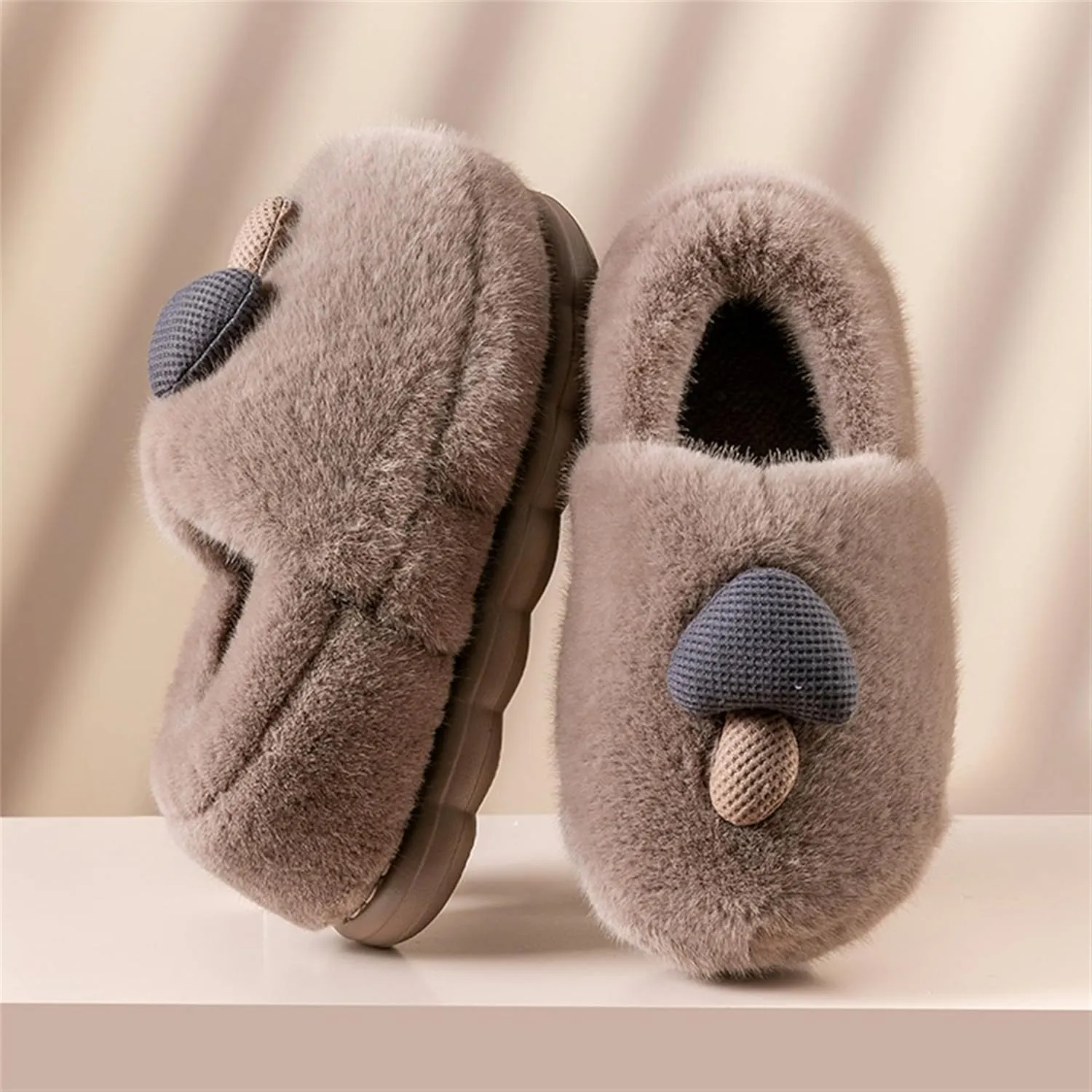Cute Mushroom Slippers for Women Men Memory Foam Cartoon Fuzzy Warm slippers Indoor House Home Winter Shoes