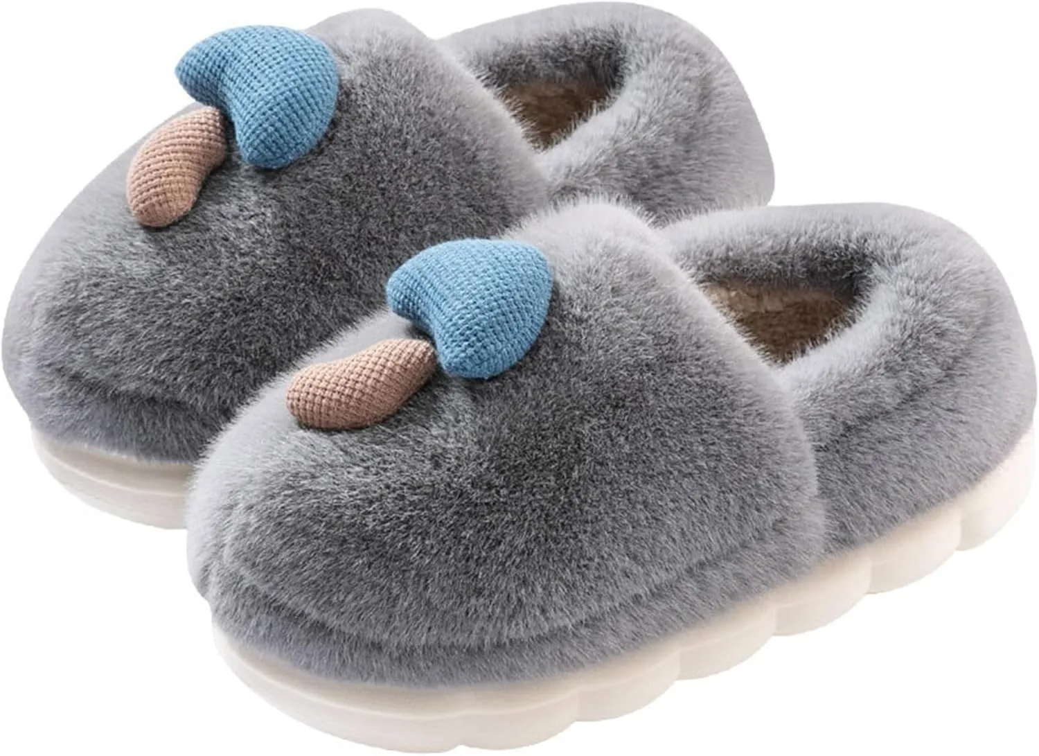 Cute Mushroom Slippers for Women Men Memory Foam Cartoon Fuzzy Warm slippers Indoor House Home Winter Shoes