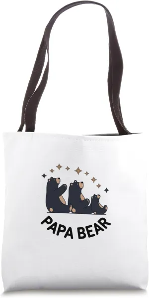 Cute Papa Bear and Cubs Stargazing Under the Sky Tote Bag