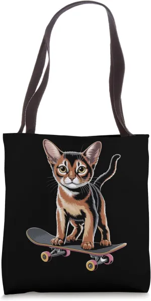 Cute Skateboarding Cat Tote Bag