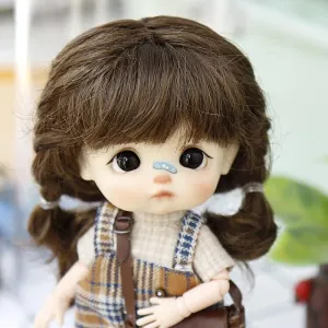 Cute Soft Doll Wigs for 1/8BJD, 1/12BJD Long Hair Multi-Color Optional Action Figure Doll Accessories Toys Gift (Dark Brown2)