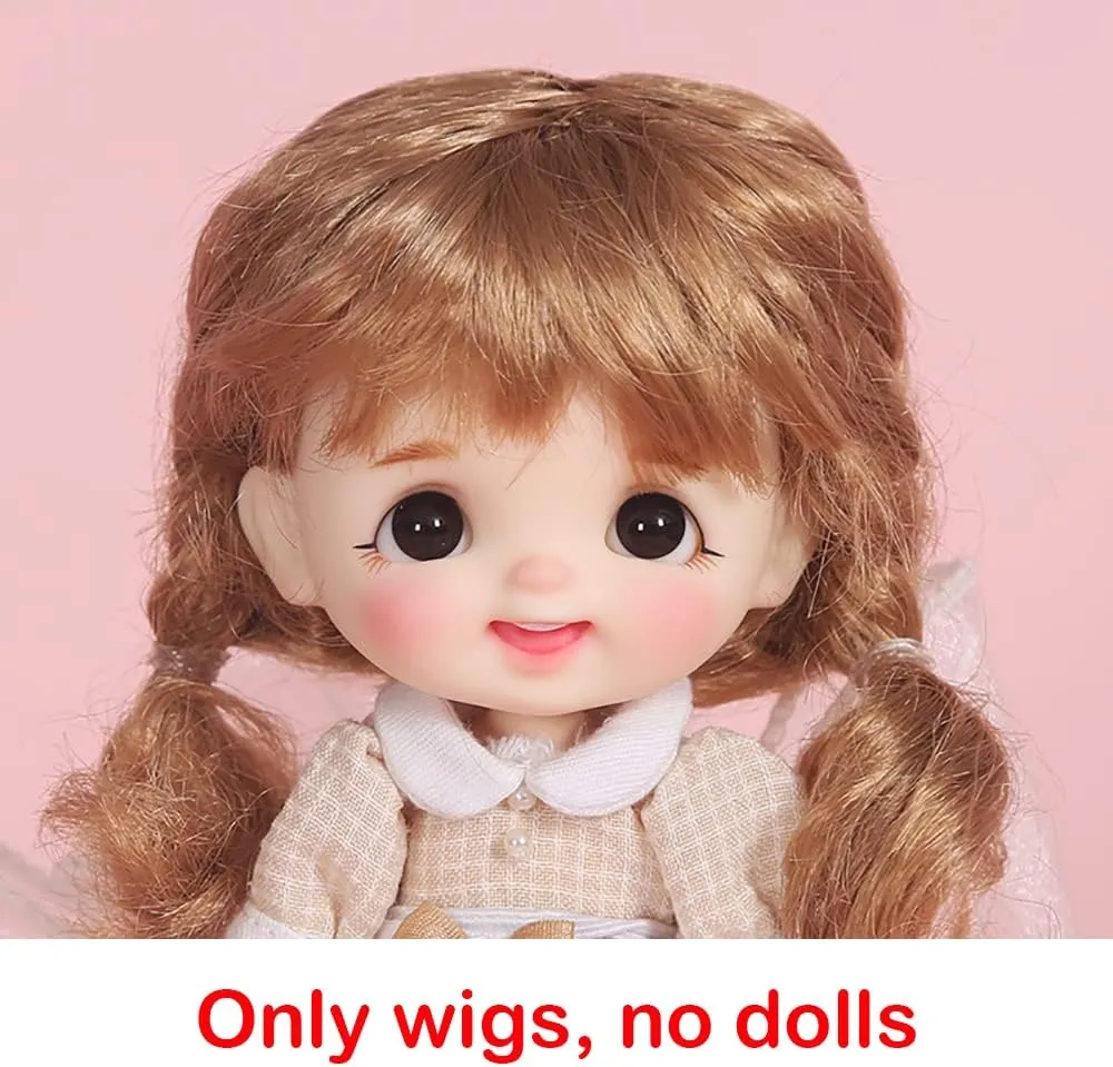 Cute Soft Doll Wigs for 1/8BJD, 1/12BJD Long Hair Multi-Color Optional Action Figure Doll Accessories Toys Gift (Gold Brown)