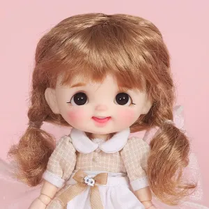 Cute Soft Doll Wigs for 1/8BJD, 1/12BJD Long Hair Multi-Color Optional Action Figure Doll Accessories Toys Gift (Gold Brown)
