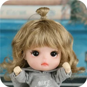 Cute Soft Doll Wigs for 1/8BJD, 1/12BJD Long Hair Multi-Color Optional Action Figure Doll Accessories Toys Gift (Light Brown2)