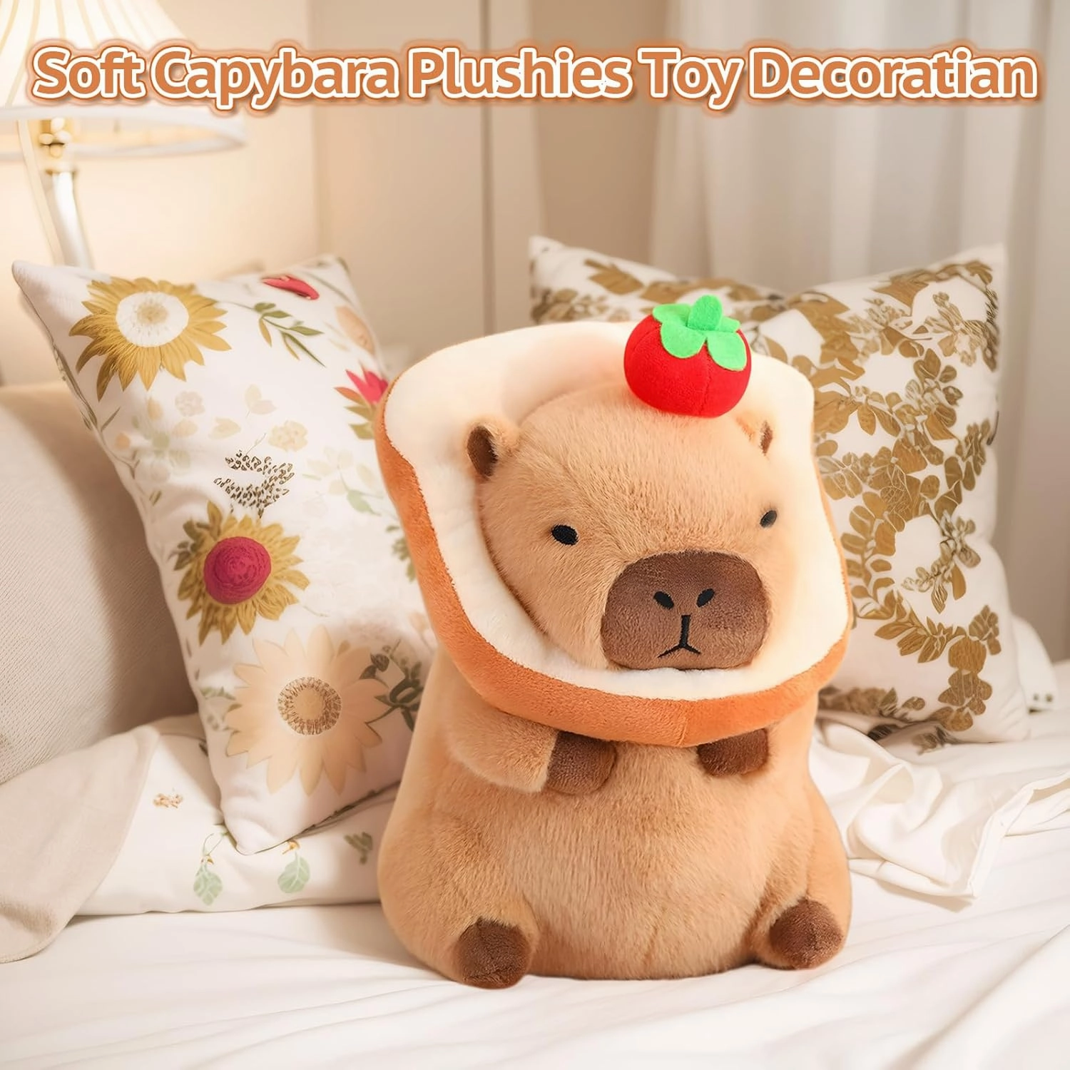 Cute Capybara Plush Kawaii Soft Capybara Plush Doll Pillow with Bread Capybara Stuffed Aniamls Toys for Girls Kids Adults Birthdays Valentines Gift (Kawaii Capibara Stuffed Aniamls Toys)