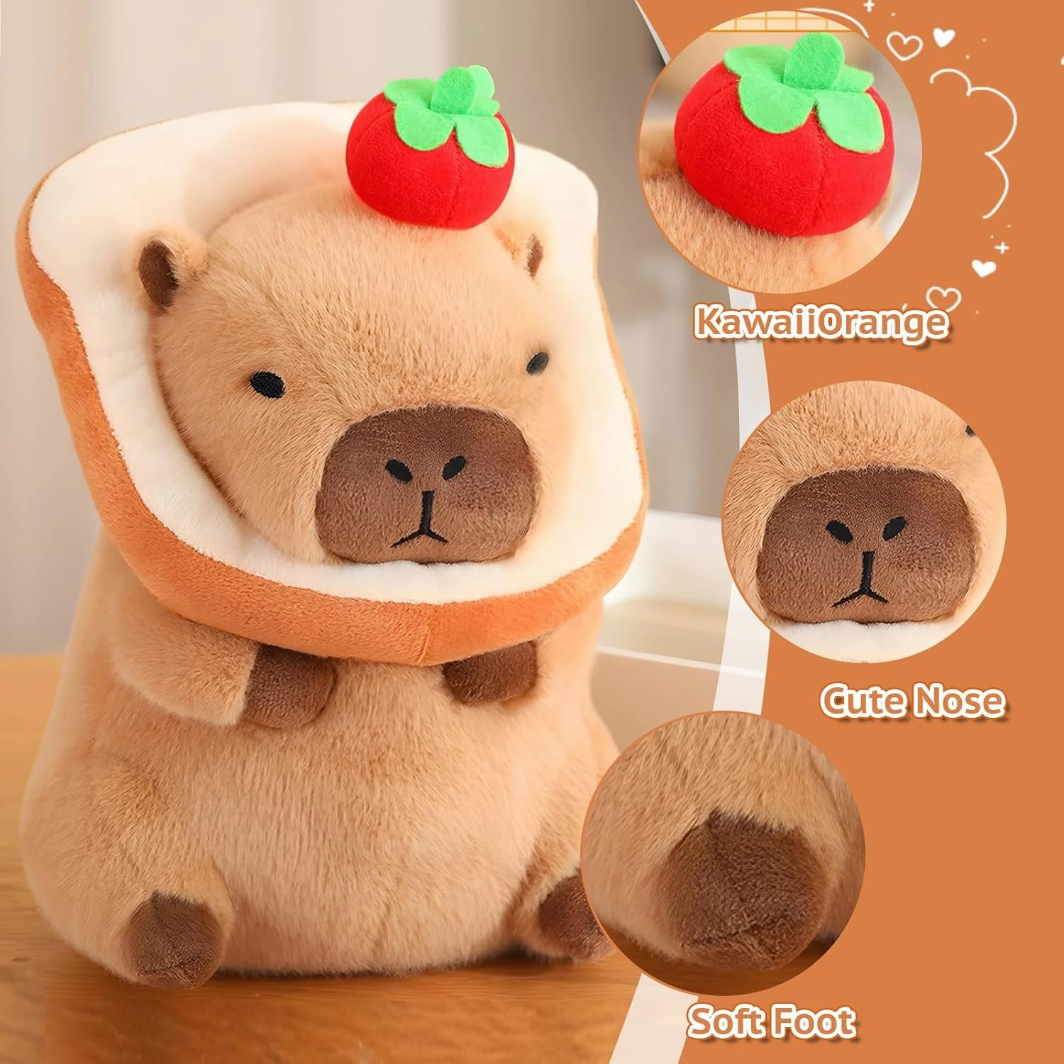 Cute Capybara Plush Kawaii Soft Capybara Plush Doll Pillow with Bread Capybara Stuffed Aniamls Toys for Girls Kids Adults Birthdays Valentines Gift (Kawaii Capibara Stuffed Aniamls Toys)