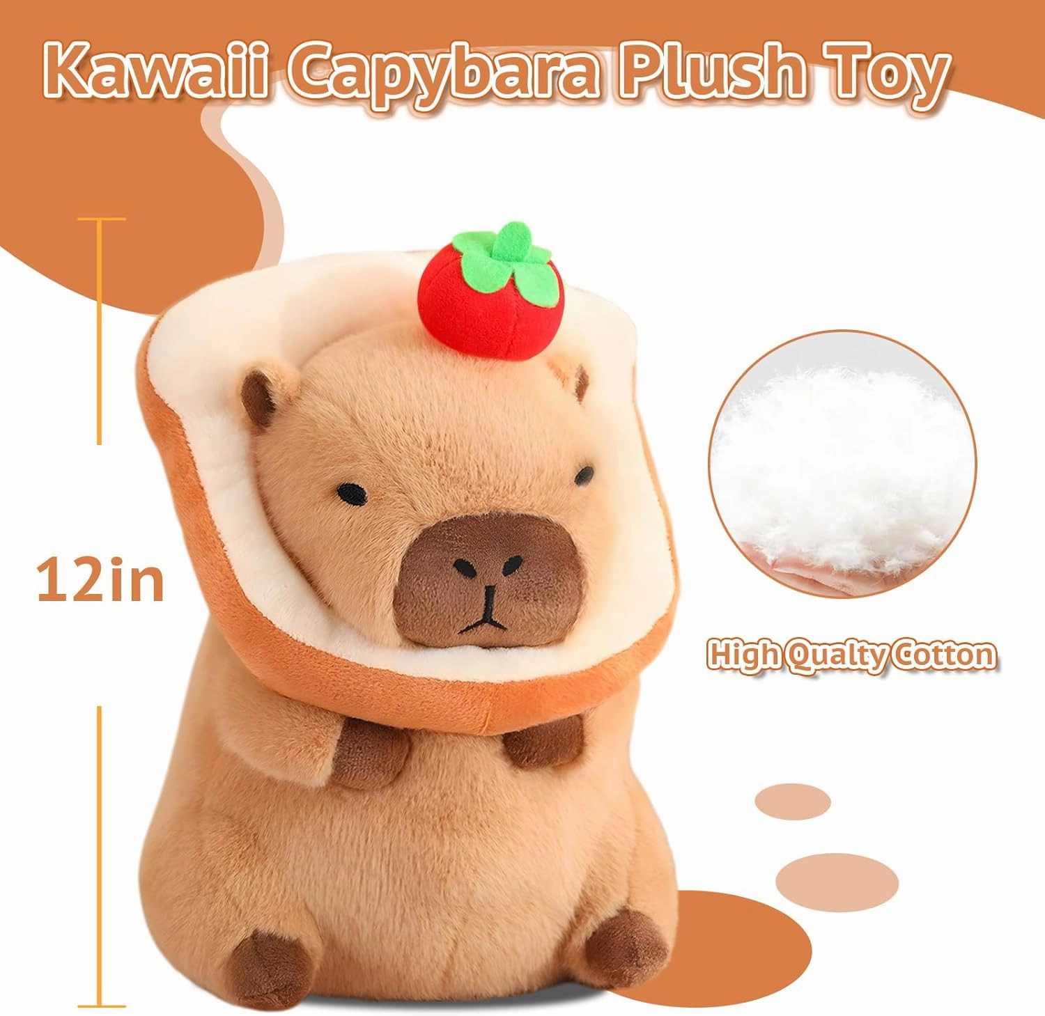 Cute Capybara Plush Kawaii Soft Capybara Plush Doll Pillow with Bread Capybara Stuffed Aniamls Toys for Girls Kids Adults Birthdays Valentines Gift (Kawaii Capibara Stuffed Aniamls Toys)