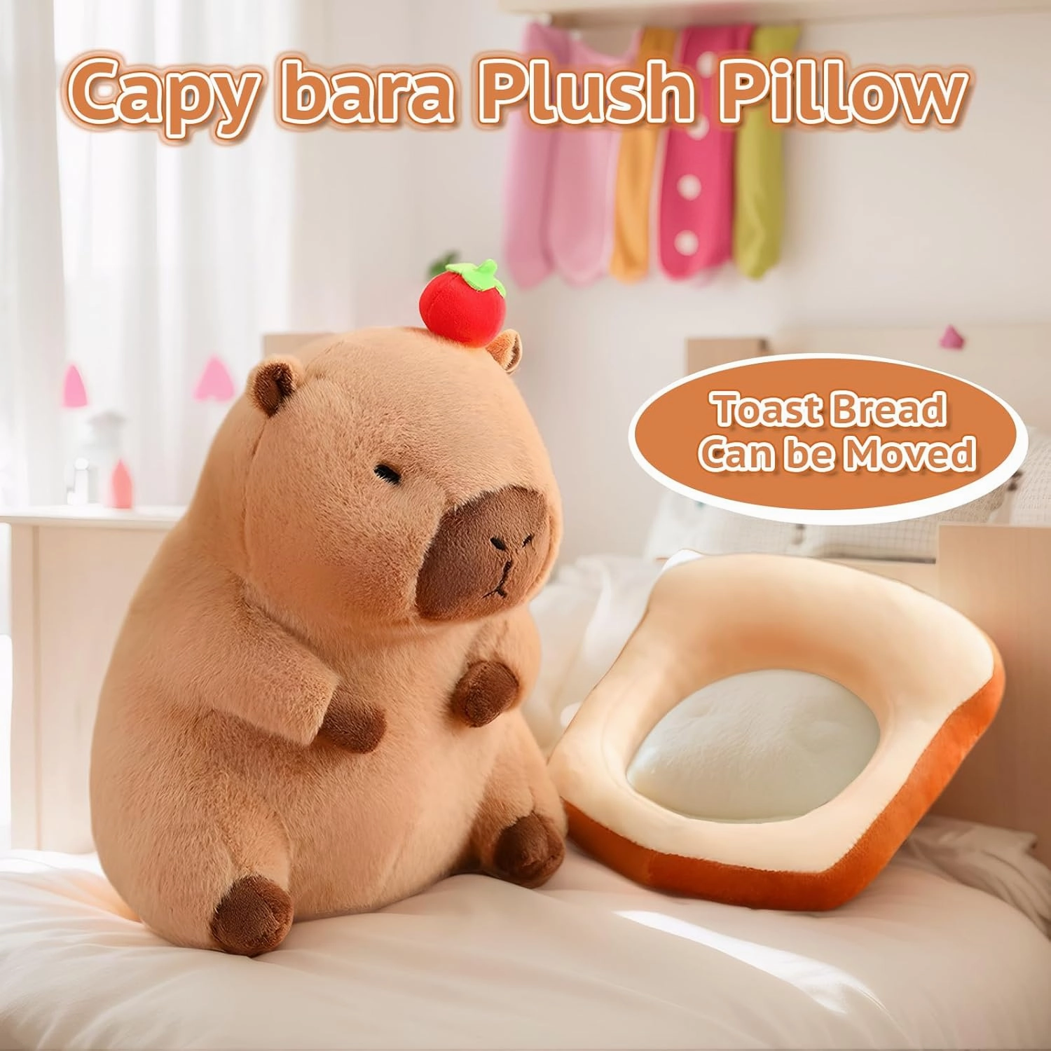 Cute Capybara Plush Kawaii Soft Capybara Plush Doll Pillow with Bread Capybara Stuffed Aniamls Toys for Girls Kids Adults Birthdays Valentines Gift (Kawaii Capibara Stuffed Aniamls Toys)