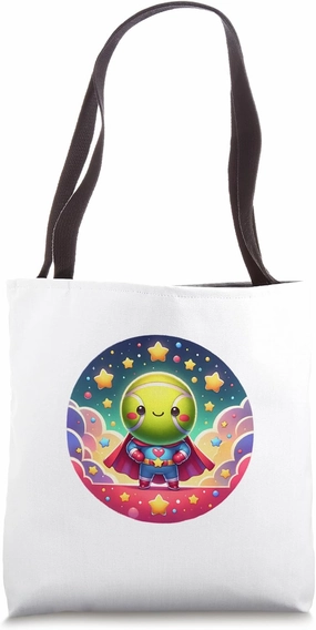 Cute Super Hero Tennis Player Superhero Tennisball Squash Tote Bag