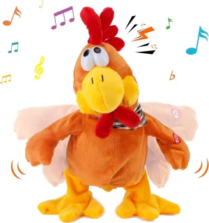 Cuteoy 13" Squawking Chicken Musical Stuffed Animal Plushies Walking Singing Waving Rooster Electronic Interactive Plush Toy for Kids Boys Girls Easter