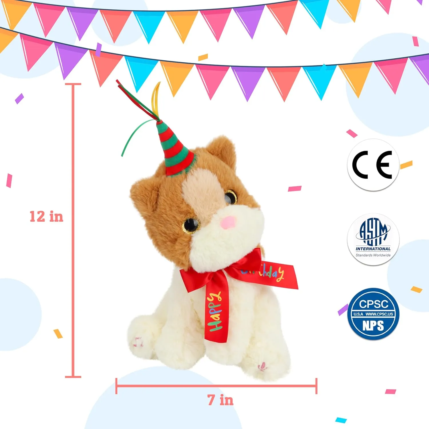 Cuteoy Musical Birthday Cat Repeat What You Say Interactive Animated Stuffed Animal Shaking Singing Dancing Turning Circle Kitten Plush Toy Electric Plushies Gifts for Kids Girls Boys Birthday
